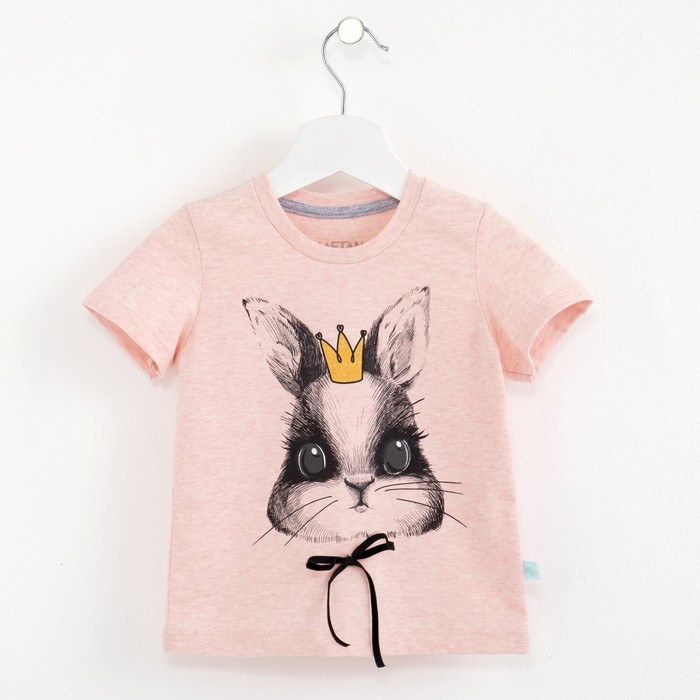 Футболка "Кролик", розовая, р-р 32 (110-116см) 5-6л., 100% хлопок