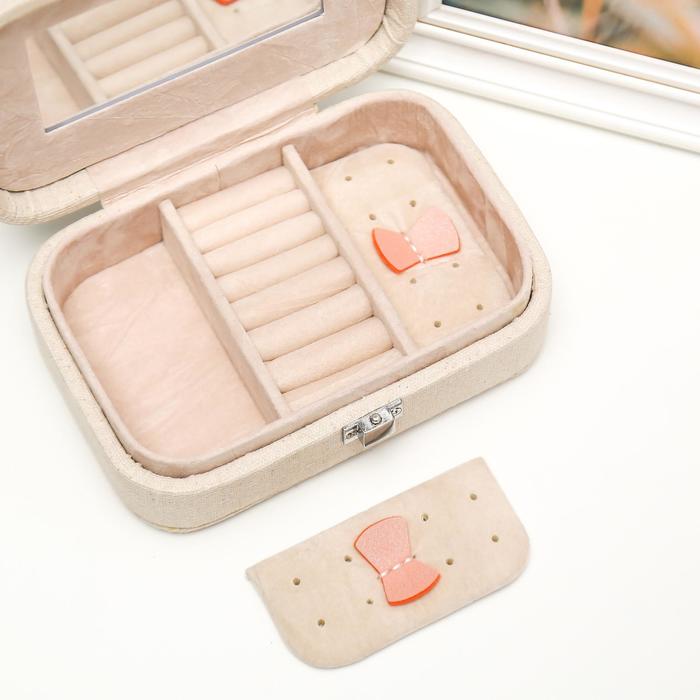 Шкатулка текстиль для украшений "Кактусы в горшочках" 5х15х10 см