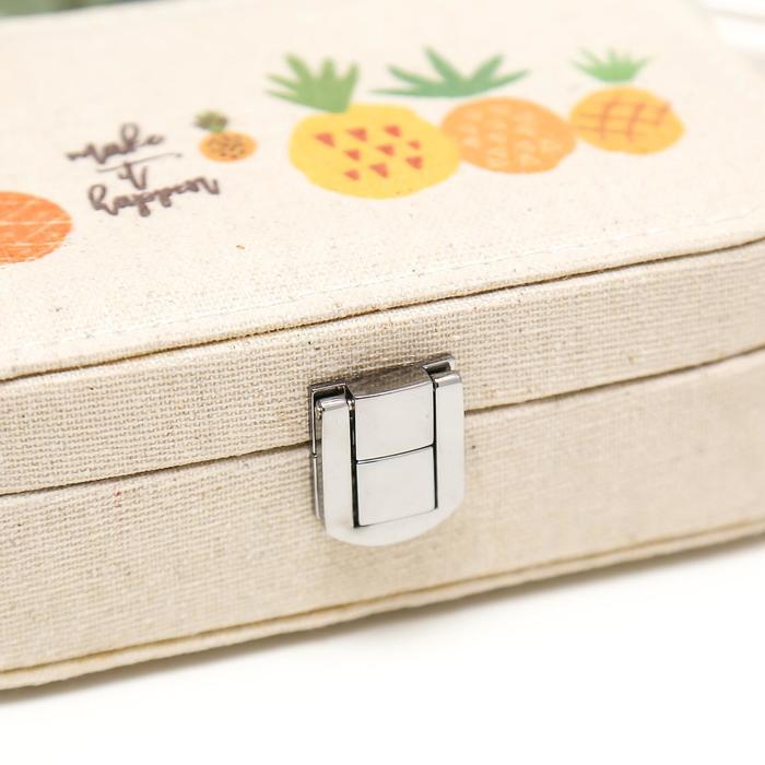 Шкатулка текстиль для украшений "Ананасы" 5х15х10 см