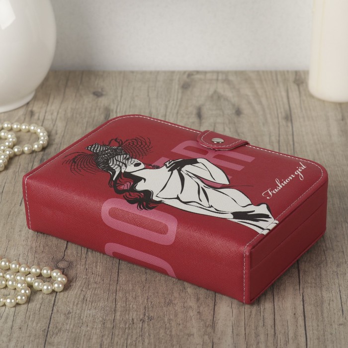 Шкатулка кожзам для украшений "Модель" 5х20х14 см