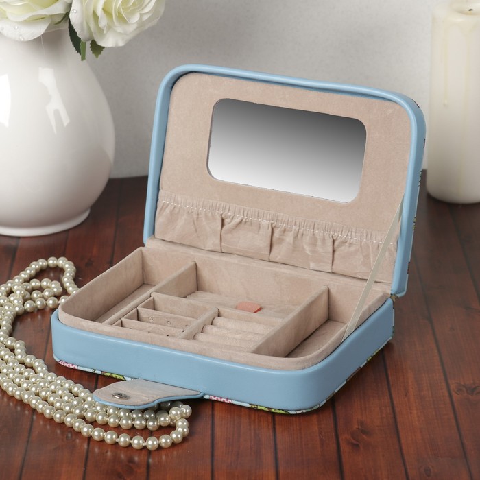 Шкатулка кожзам для украшений "Зайчики" 5х20х14 см