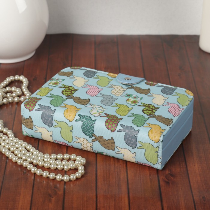 Шкатулка кожзам для украшений "Зайчики" 5х20х14 см