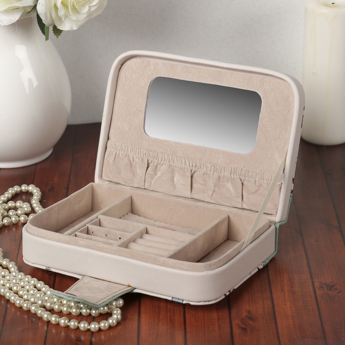 Шкатулка кожзам для украшений "Нарисованные цветы" 5х20х14 см