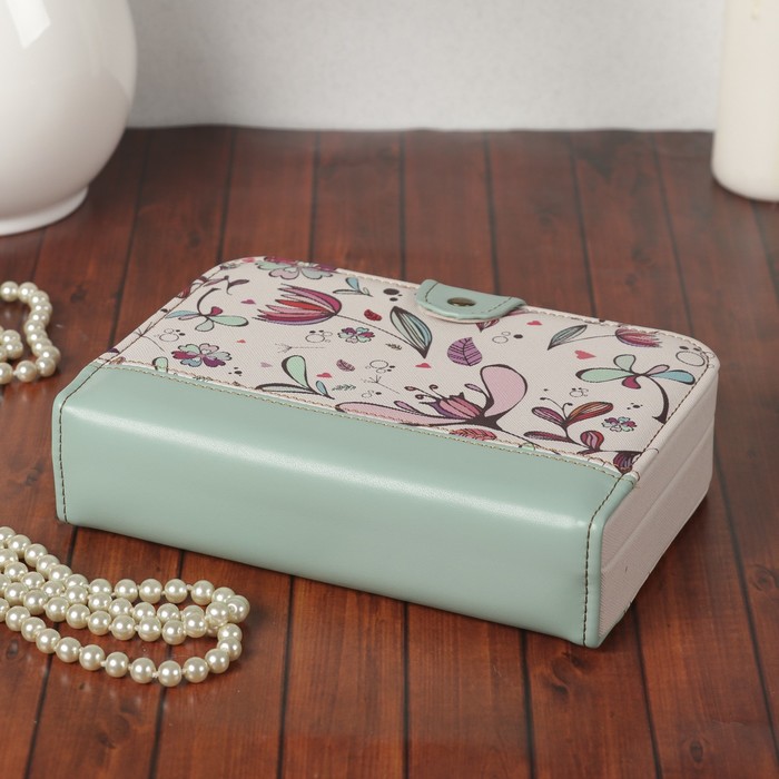 Шкатулка кожзам для украшений "Нарисованные цветы" 5х20х14 см