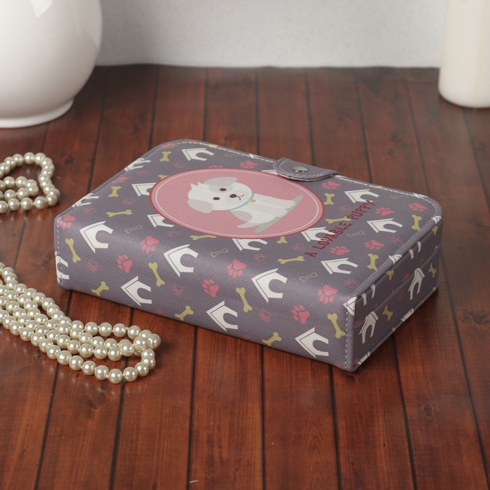 Шкатулка кожзам для украшений "Щеночек" 5х20х14 см