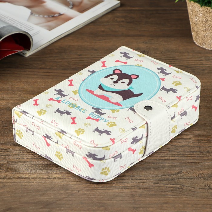 Шкатулка кожзам для украшений "Щенок хаски" 5х20х14 см