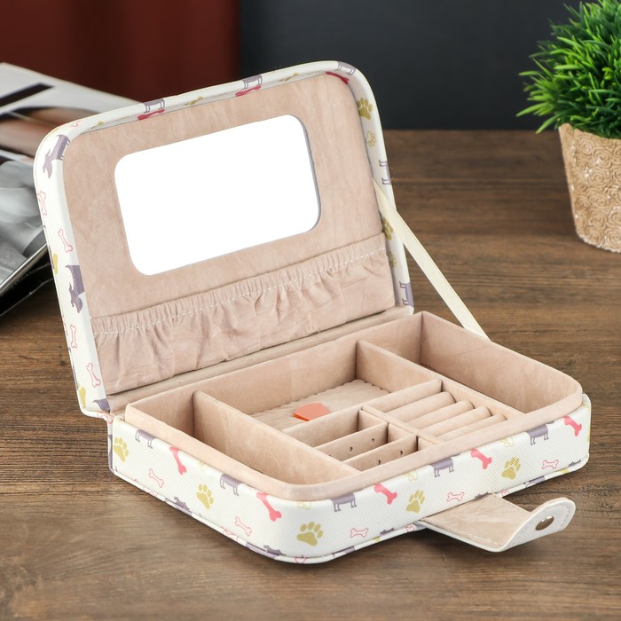 Шкатулка кожзам для украшений "Щенок хаски" 5х20х14 см