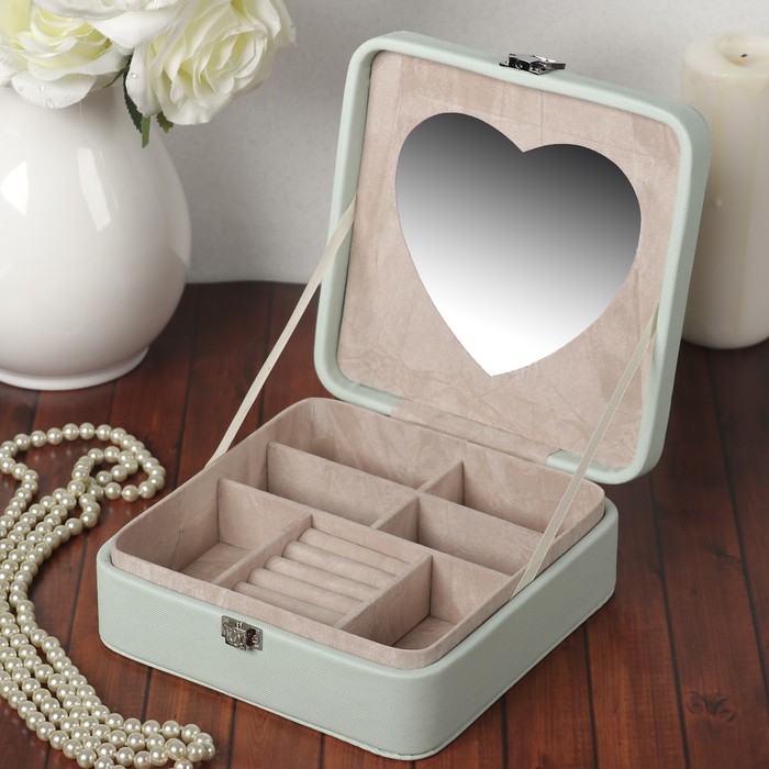 Шкатулка кожзам для украшений "Птичка" 6,5х18х18 см