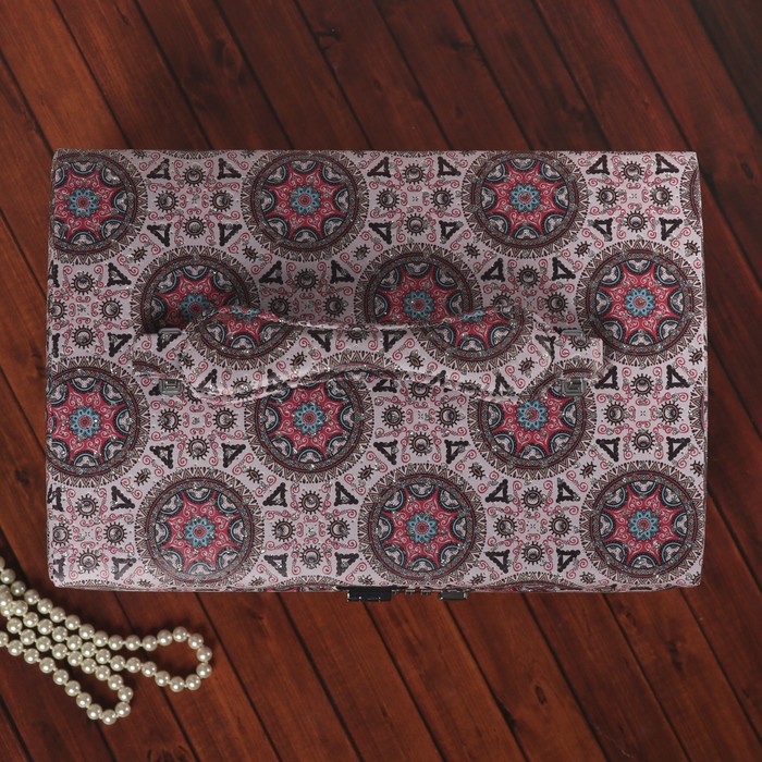 Шкатулка кожзам для украшений "Калейдоскоп" розовая с блёстками 19х30х20,5 см