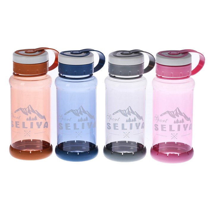 Бутылка 660 мл Sport, крышка на резинке, дно пластиковое, микс, 10х8х20 см