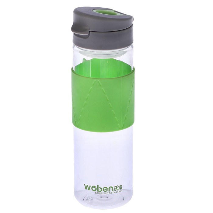 Бутылка 600 мл, крышка с кольцом, силиконовая вставка посередине, микс, 6х22 см