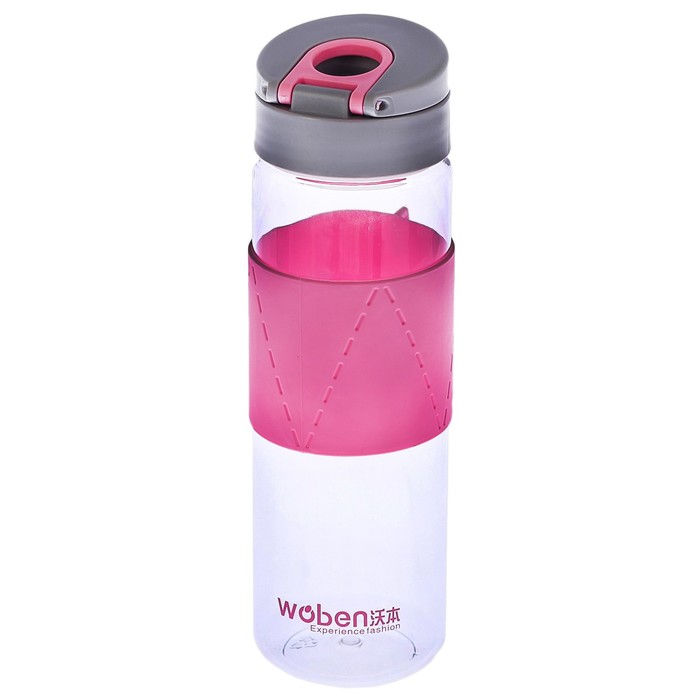 Бутылка 600 мл, крышка с кольцом, силиконовая вставка посередине, микс, 6х22 см