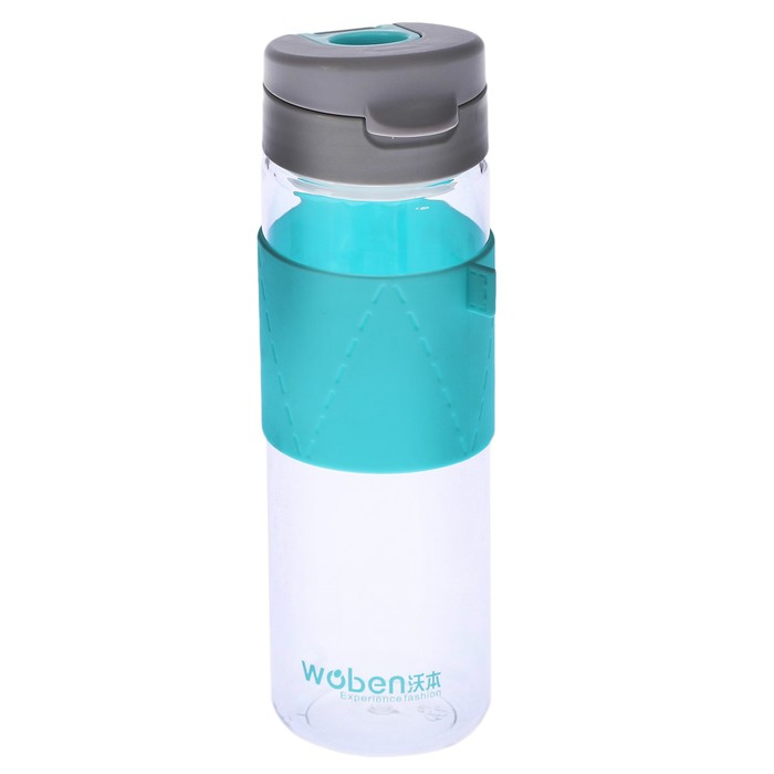 Бутылка 600 мл, крышка с кольцом, силиконовая вставка посередине, микс, 6х22 см