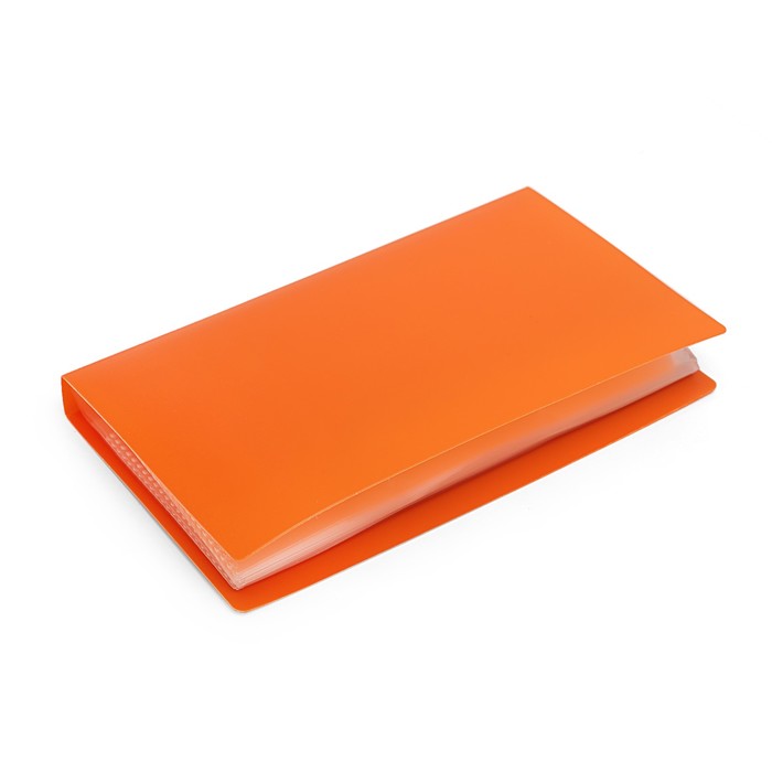 Визитница на 120 карт, 3 карты на 1 листе, обложка пластик оранжевая