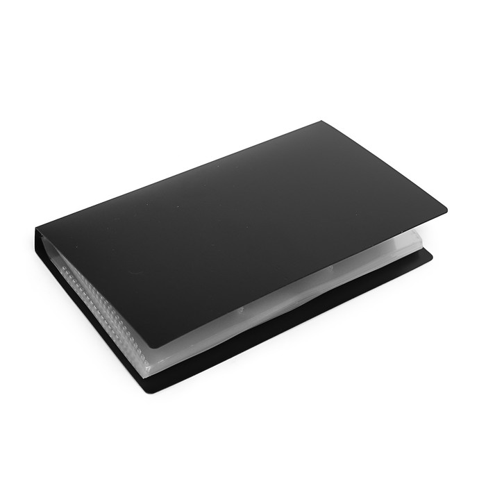 Визитница на 120 карт, 3 карты на 1 листе, обложка пластик черная