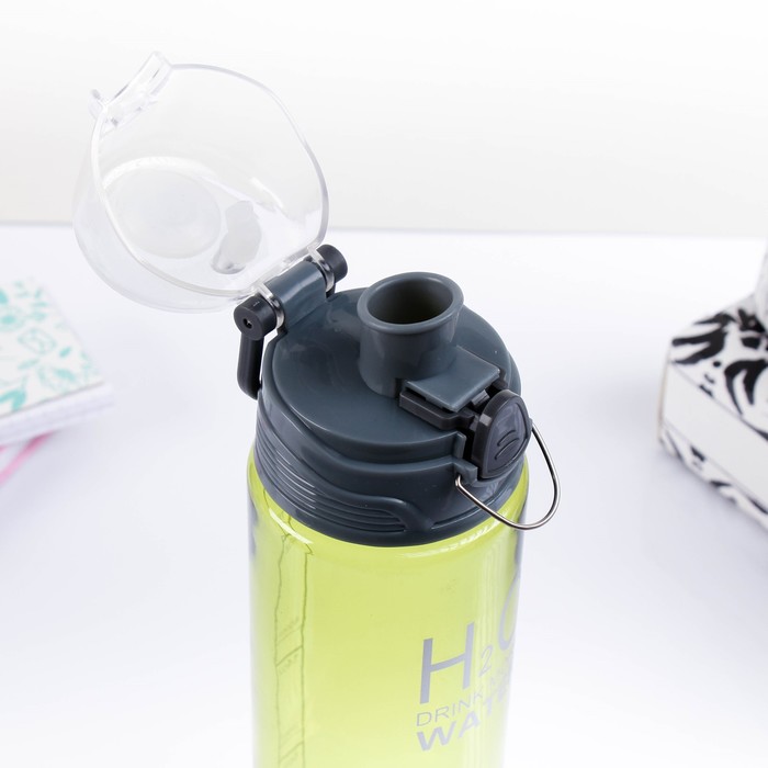 Бутылка для воды 750 мл H2O Drink more water, на защёлке, микс, 7х8х25 см