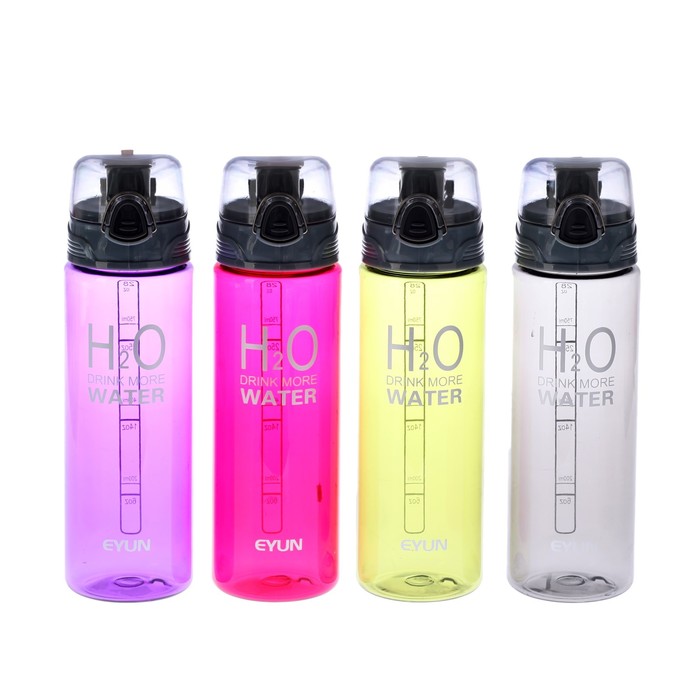 Бутылка для воды 750 мл H2O Drink more water, на защёлке, микс, 7х8х25 см
