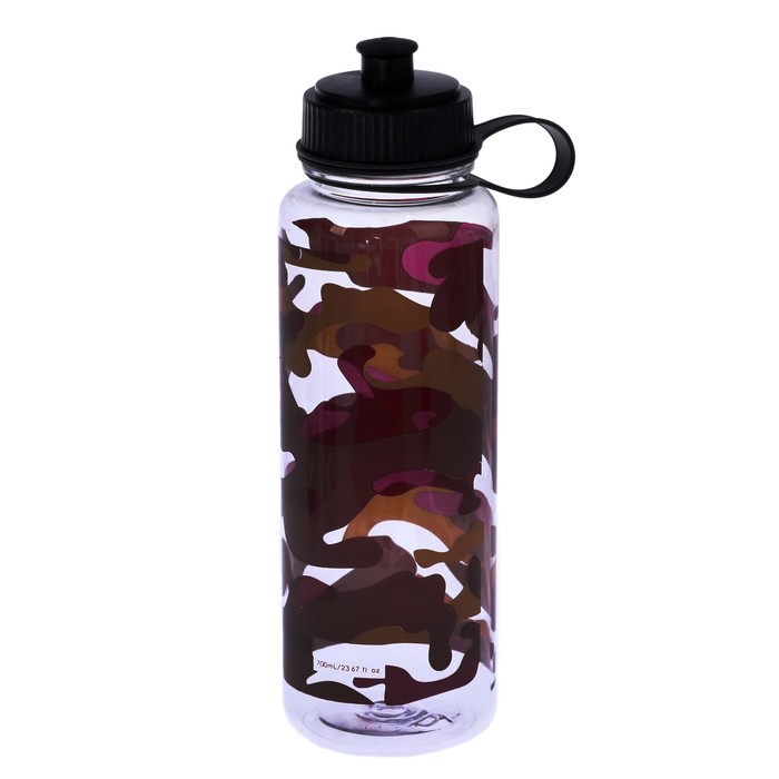 Бутылка для воды 700 мл «Камуфляжная», с соской, на резинке, микс, 7х9х24 см