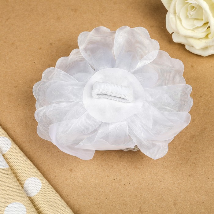 Бант для девочек с резинкой "Осенний праздник", белый, с бисером, 16 см