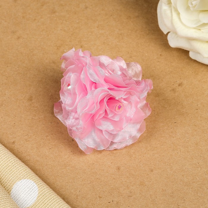 Бант для девочек с резинкой "Роза Патио", розовый, 7см