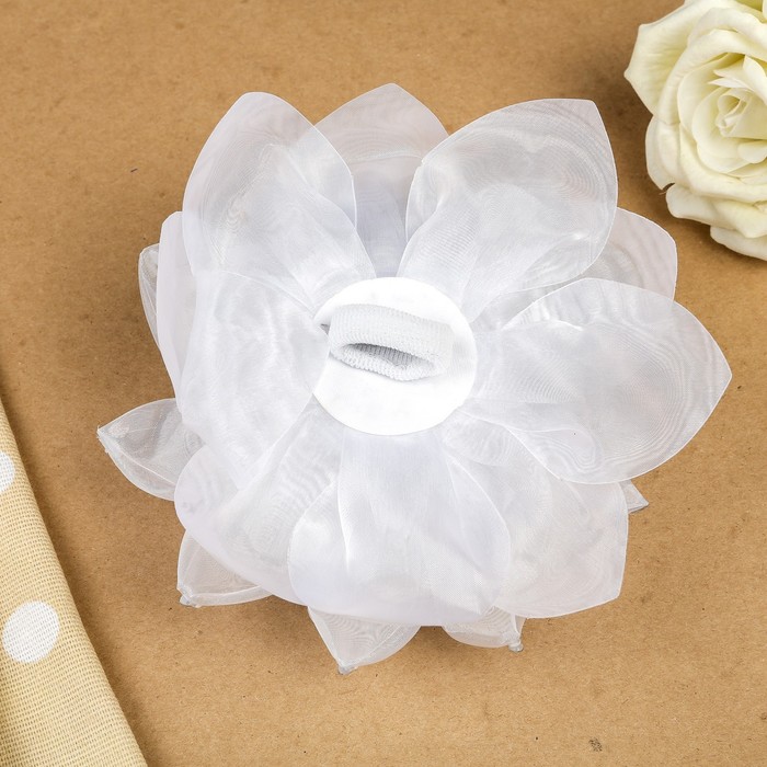 Бант для девочек с резинкой "Георгин", с декорам и стразами, 18 см, микс