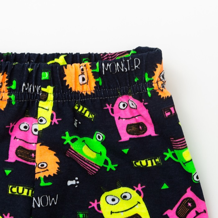 Брюки (лосины) для девочки, рост 86 см, цвет тёмно-синий, принт монстры