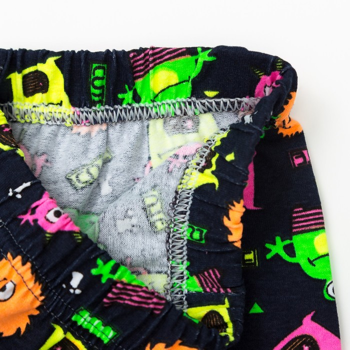 Брюки (лосины) для девочки, рост 98 см, цвет тёмно-синий, принт монстры