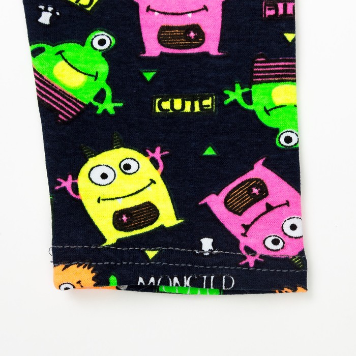 Брюки (лосины) для девочки, рост 98 см, цвет тёмно-синий, принт монстры