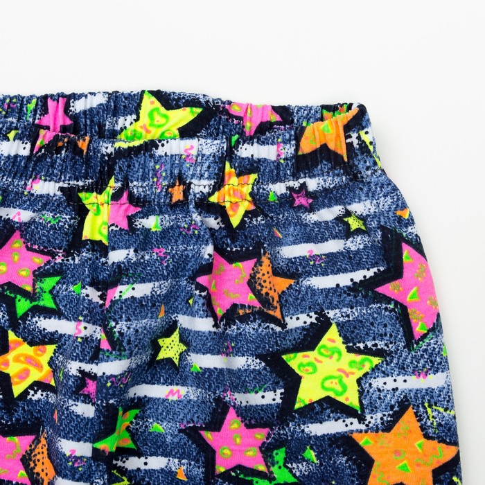 Брюки (лосины) для девочки, рост 128 см, цвет джинса, принт звёзды