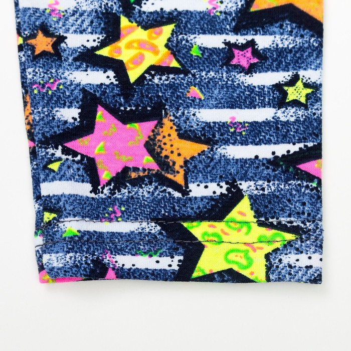 Брюки (лосины) для девочки, рост 128 см, цвет джинса, принт звёзды