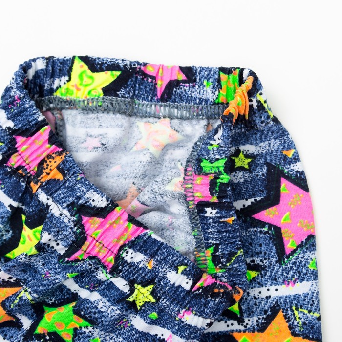 Брюки (лосины) для девочки, рост 134 см, цвет джинса, принт звёзды