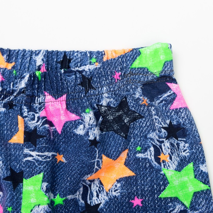 Брюки (лосины) для девочки, рост 116 см, цвет джинс, принт звезда