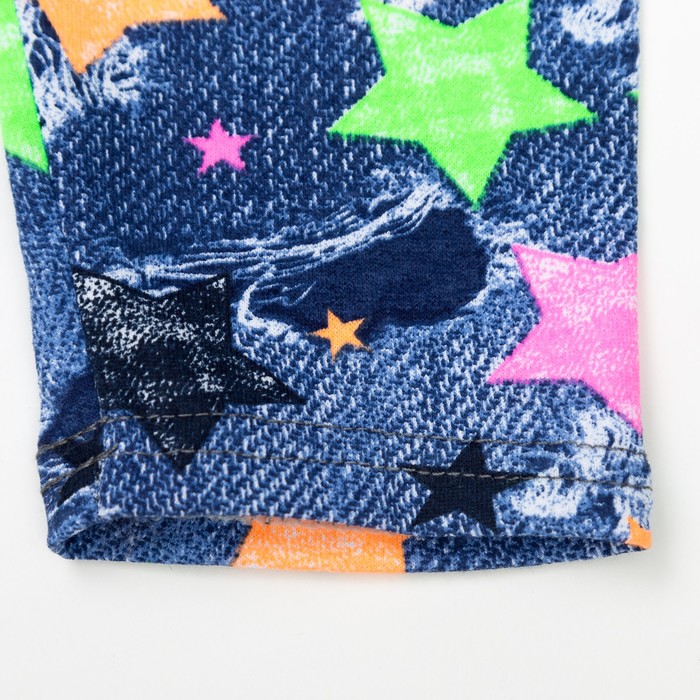 Брюки (лосины) для девочки, рост 116 см, цвет джинс, принт звезда