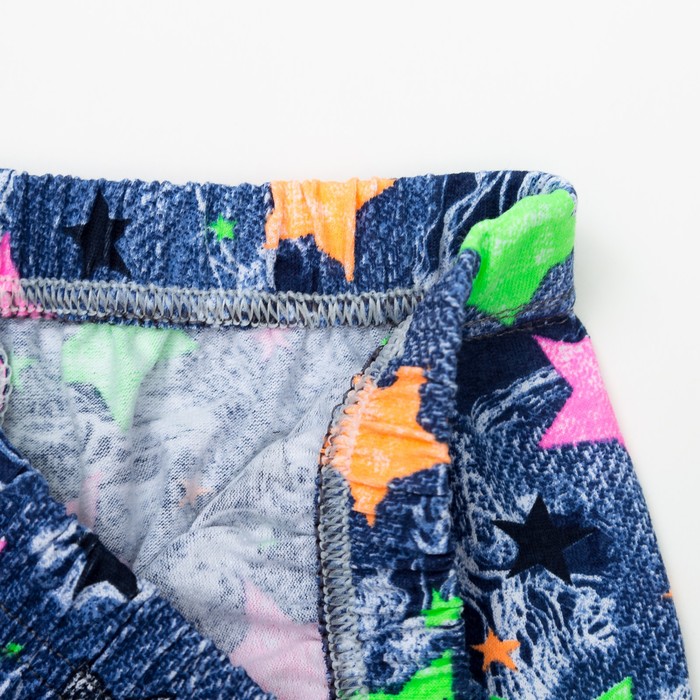 Брюки (лосины) для девочки, рост 122 см, цвет джинс, принт звезда