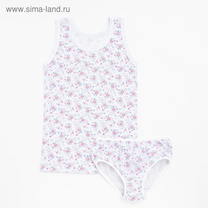 

Комплект для девочки (майка/трусы), цветы микс, рост 116 см