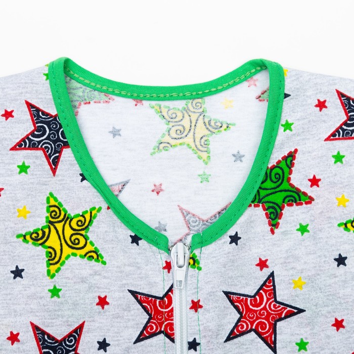 Халат для девочки, рост 128, цвет серый, звезды