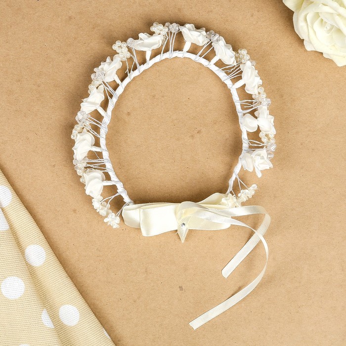 Венок для волос "Афина", белый, 16 см