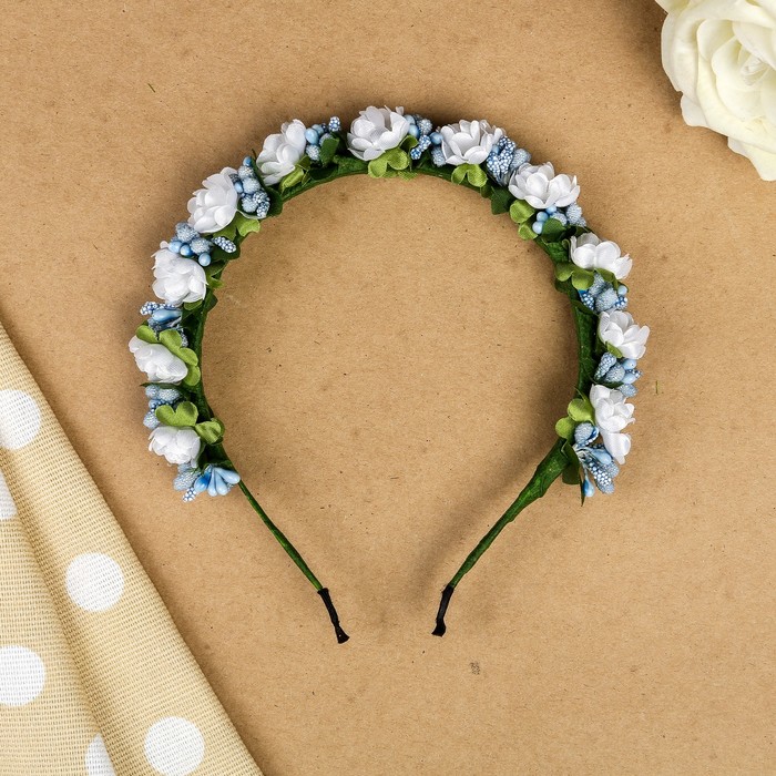 Ободок для волос "Талия", разноцветный, белый, 15 см