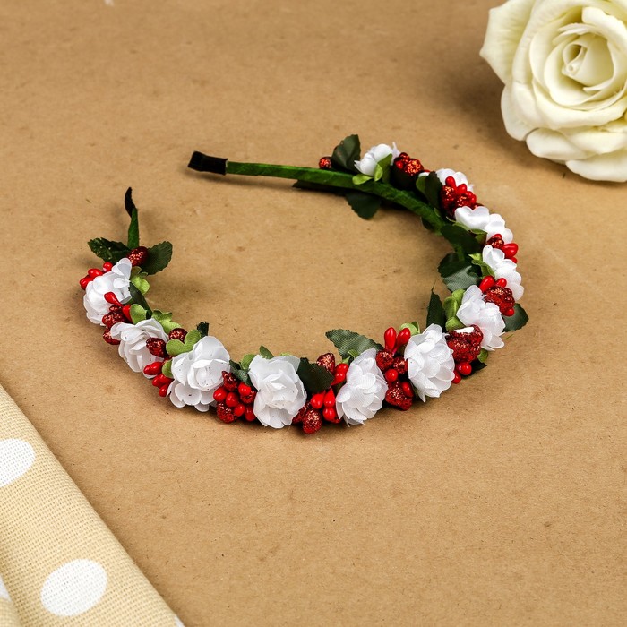 Ободок для волос "Талия", разноцветный, белый, 15 см