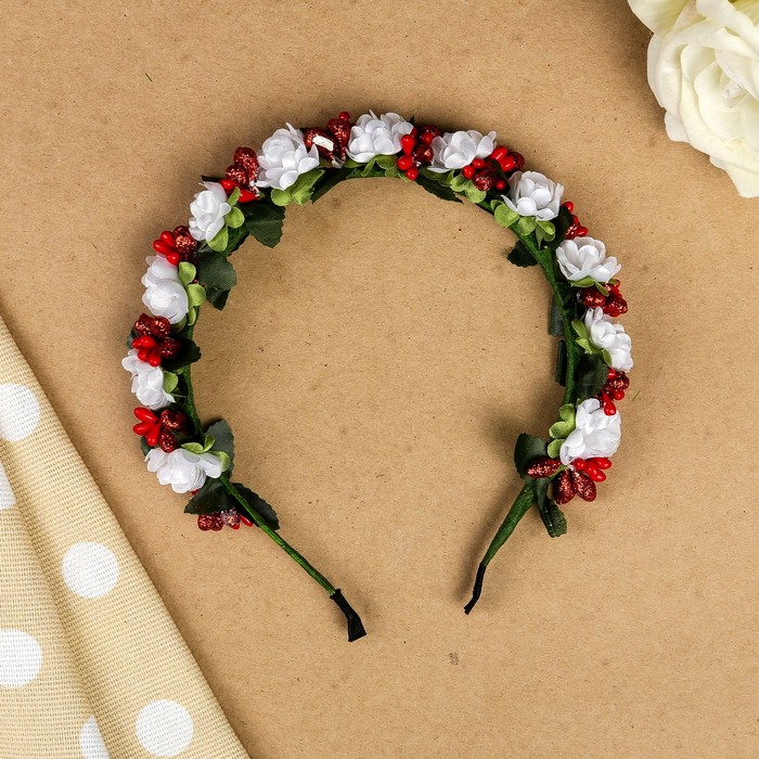 Ободок для волос "Талия", разноцветный, белый, 15 см