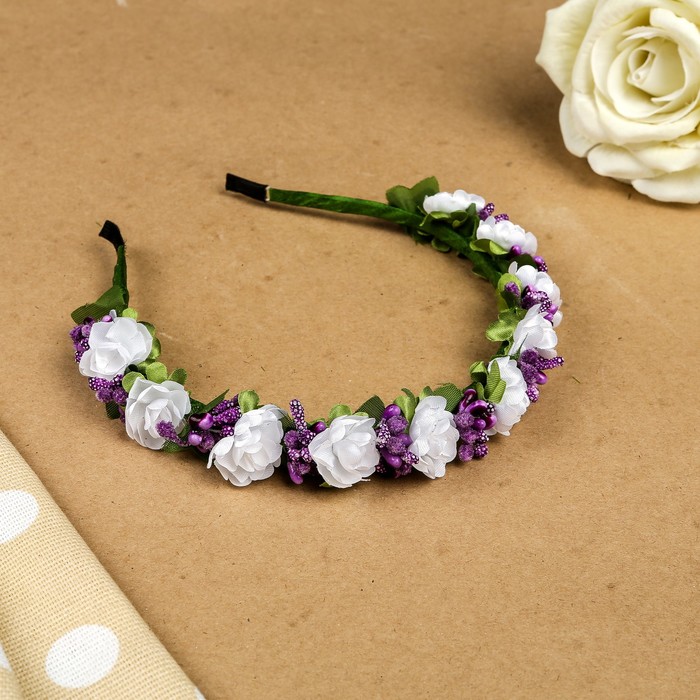 Ободок для волос "Талия", разноцветный, белый, 15 см