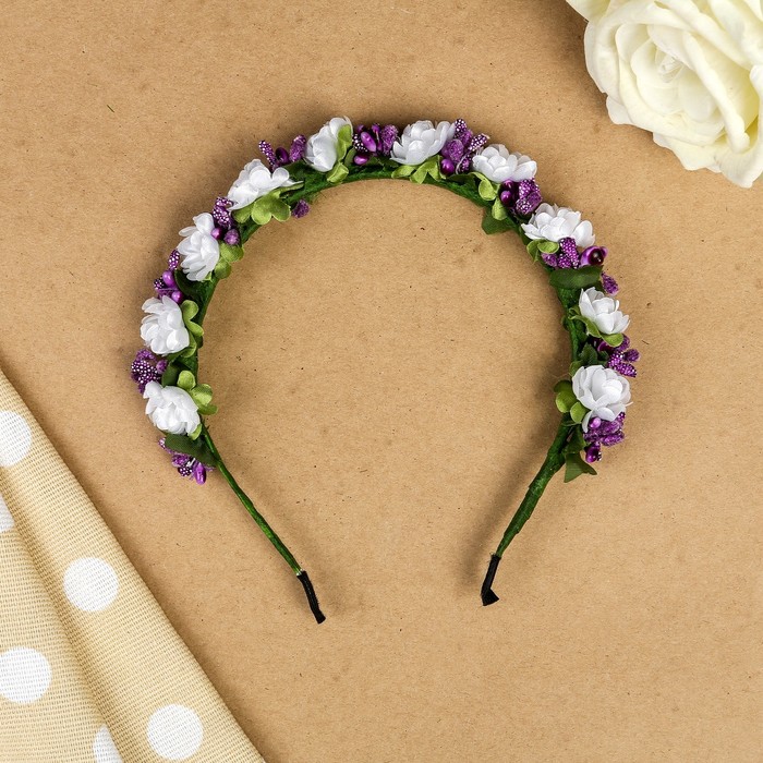 Ободок для волос "Талия", разноцветный, белый, 15 см