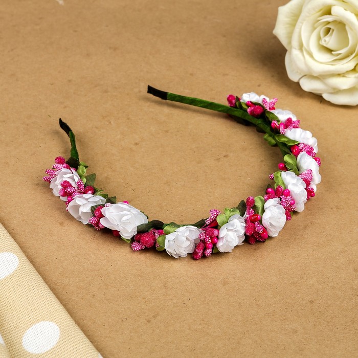 Ободок для волос "Талия", разноцветный, белый, 15 см