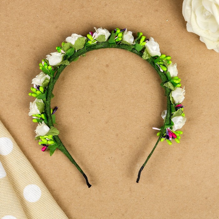 Ободок для волос "Зефир", разноцветный, белый, 15 см