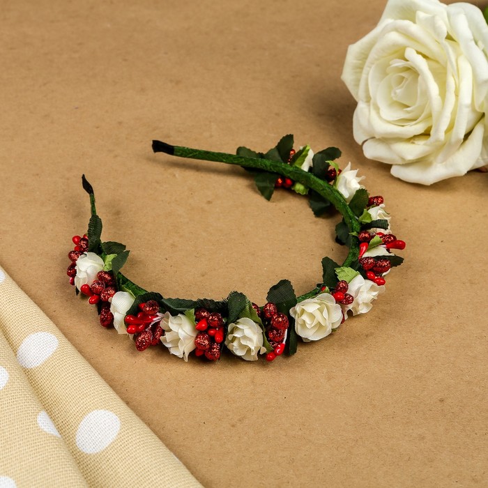 Ободок для волос "Зефир", разноцветный, белый, 15 см