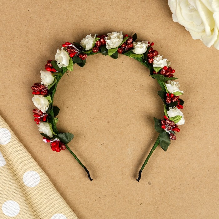 Ободок для волос "Зефир", разноцветный, белый, 15 см