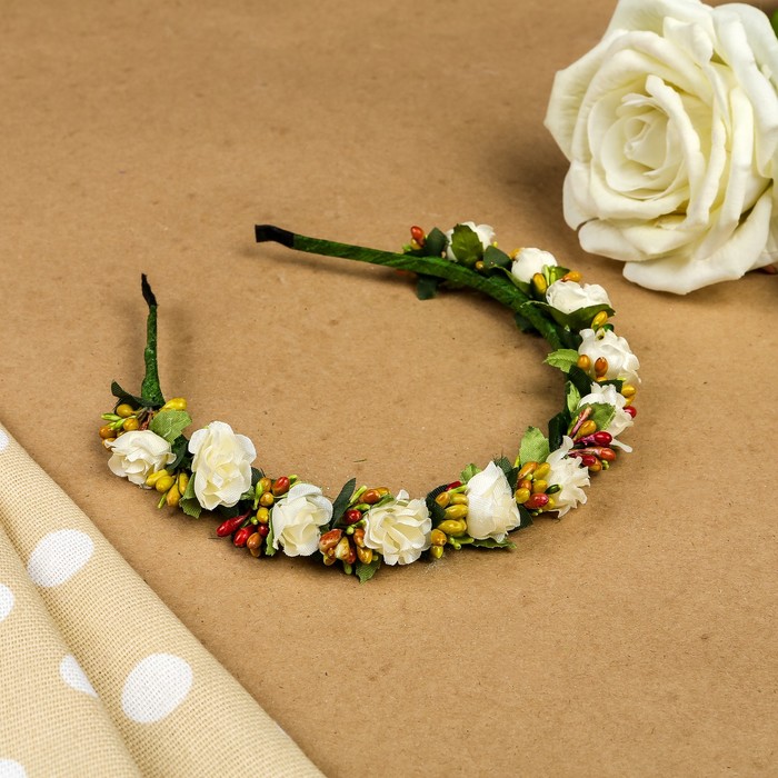 Ободок для волос "Зефир", разноцветный, белый, 15 см