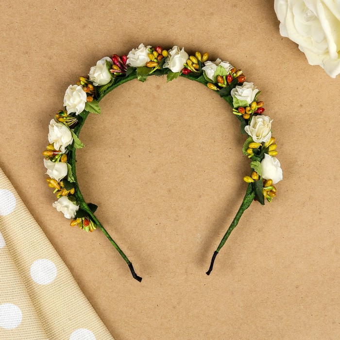 Ободок для волос "Зефир", разноцветный, белый, 15 см