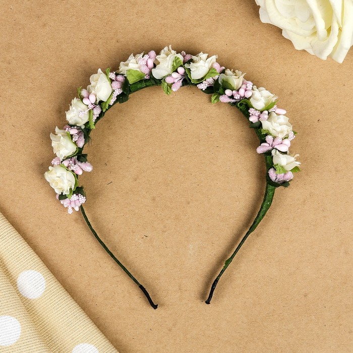 Ободок для волос "Зефир", разноцветный, белый, 15 см