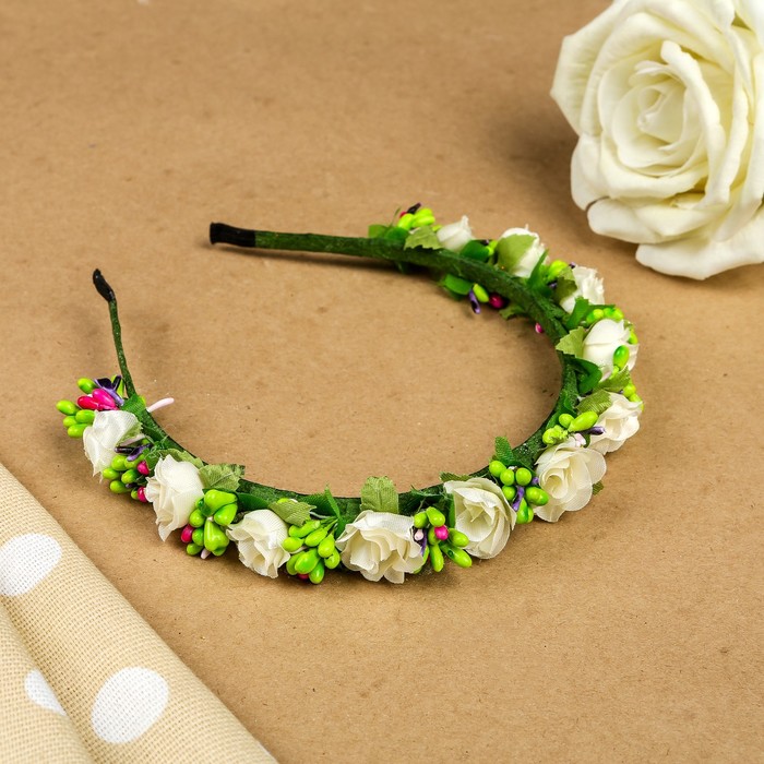 Ободок для волос "Зефир", разноцветный, белый, 15 см